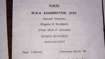 Human Resource Management Question Paper 2024 for M.Com &  MBA  students. Question paper of HRM 2024