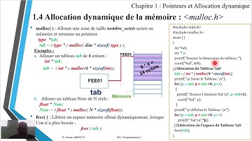 Cours/TP - Pointeurs et Allocation dynamique (Allocation Dynamique-Langage C) : M21-Programmation 2