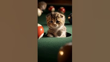 Super Cute Tiny Kitten Coming Out of a Pool Table Pocket 😻🎱