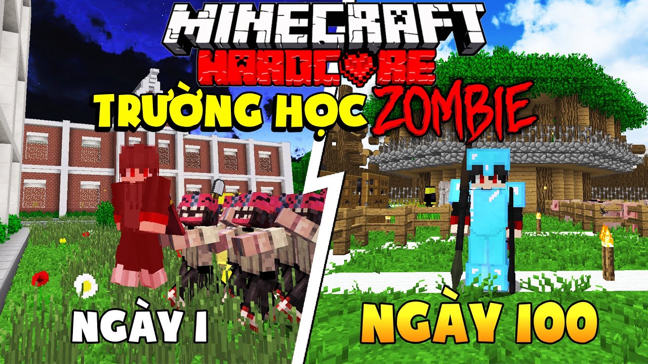 KiraMC Tóm Tắt 100 Ngày Minecraft Sinh Tồn Siêu Khó Trong Trường Học Zombie !!