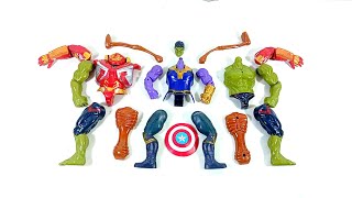 assemble hulk buster vs siren head vs hulk smash vs thanos.. avengers toys..