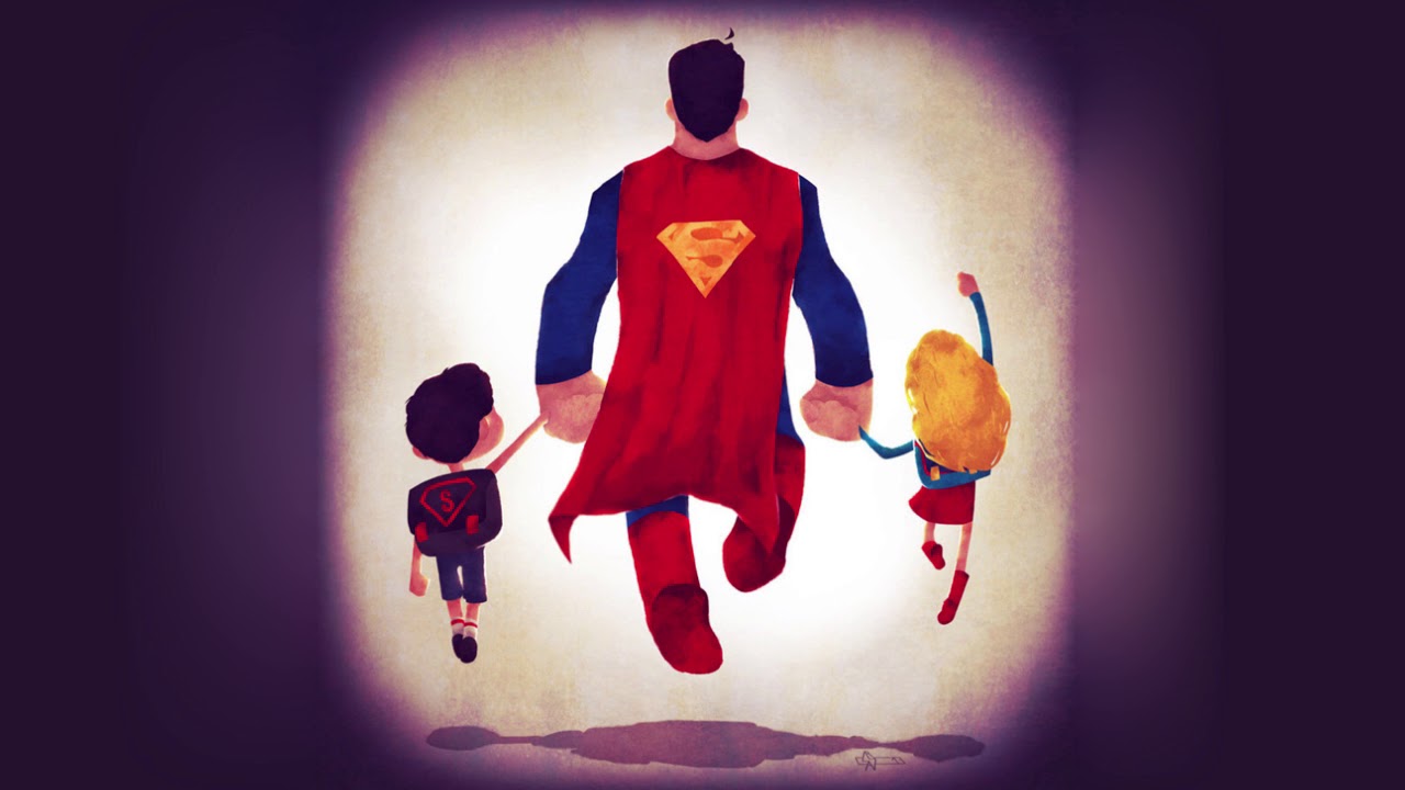 У нас есть герой папа. Дети Супергерои. Супергерой папа с детьми. Ребенок Супермен. Папа Супермен с детьми.