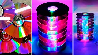 Lâmpada de CDs - luz DIY / lâmpada DIY de discos antigos