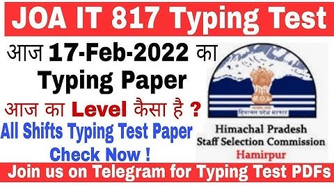JOA IT 817 Typing Test paper Today shift 17-02-2022. | Join us on telegram link is in Description