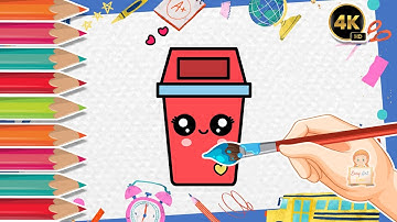 How to Draw a Cute Dustbin 🗑️ | Easy Step by Step Drawing for Kids | Easy Art Time