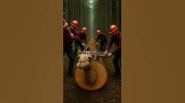 rescue camel from giant log  #animals #funny #shorts