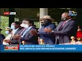 President Uhuru, DP Ruto and Raila dance at Gusii Stadium during Mashujaa Day celebrations