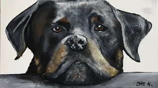 How to Paint a Rottweiler Using Acrylics| Tutorial by Cheryl Navarro