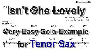 Isn't She Lovely - Easy Solo Example for Tenor Sax (Take -1 , Very Easy)