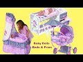 Baby Dolls Nursery Centre Dolls Cradle, Bed with Care Center and Pram with Umbrella -Unboxing Play