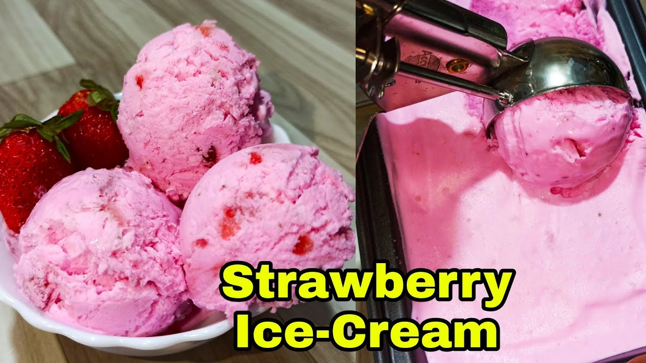 Strawberry Ice Cream Recipe At Home Strawberry Ice Cream Kaise Banate