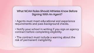 What NCAA Rules Should Athletes Know Before Signing With An Agent? - Student Athlete Central