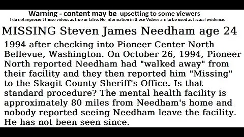 MISSING Steven James Needham age 24 1994 after che...