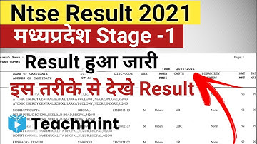 NTSE Result 2021 Stage 1 Declared! |Check Madhya Pradesh Result | Teachmint
