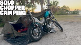 Solo Moto-Camping on the Beach ASMR | 1977 Hard Tail Chopper