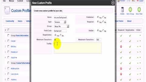 How to add a text area field to JomSocial video tutorial