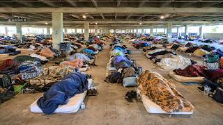 How 200 HOMELESS Families Eat, Sleep & Survive Inside Parking Garages With No Privacy