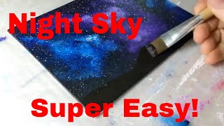 Night Sky Silhouette 001 | Acrylic Painting | Stars &amp; Nebula | Easy | Relaxing