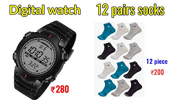 digital watch ₹280 | 12 pairs half socks ₹220 | best quality low price | Polyurethane digital watch