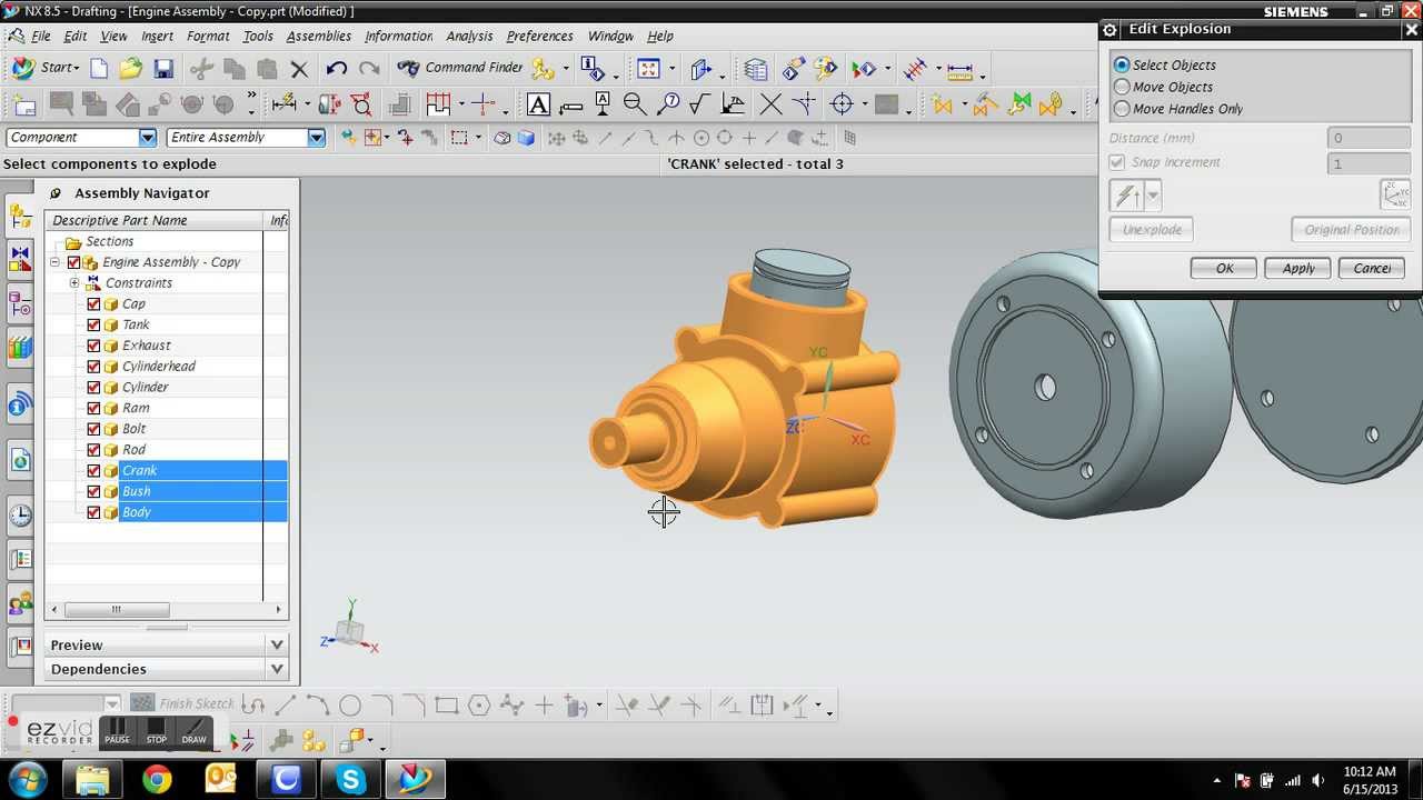 Siemens Nx 8 5 Engine Tutorial 13 Exploded View Youtube
