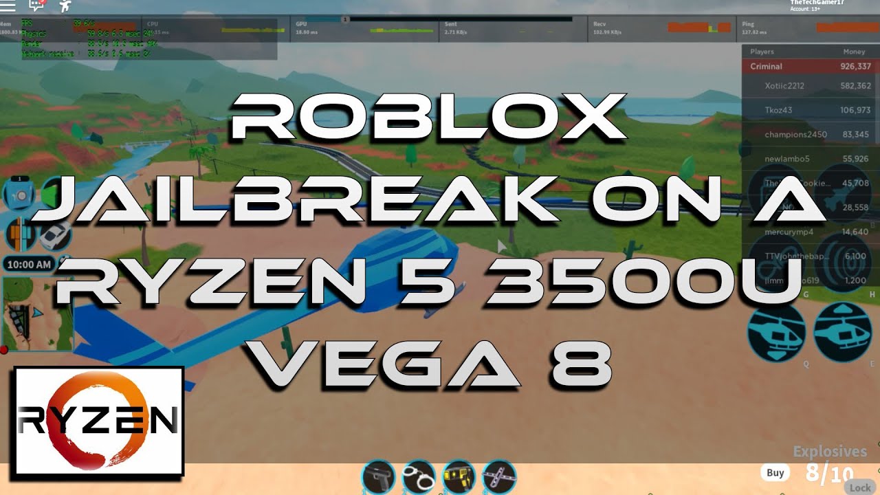 Roblox Jailbreak - Ryzen 5 3400g 16GB Ram = 100 FPS 