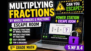 Multiplying Fractions Digital Escape Room Game | 5th Grade Math Review