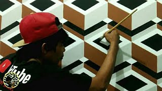 # 083 3D WALL PAINTING || 3D WALL DECORATION || CAT DINDING KREATIF 3D || LUKISAN DINDING 3D