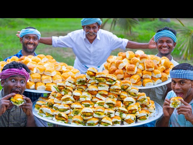 INDIAN BURGER | VADA PAV | Indian Street Food Recipe Making in Village | Rainy Day Cooking class=