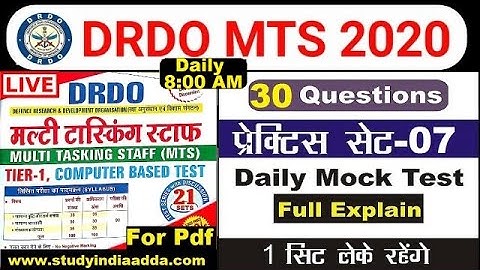 DRDO MTS Tier-1 PRACTICE SET-07,DRDO MTS GK/DRDO MTS PRACTICE TEST/DRDO MTS REASONING/DRDO GK/GS