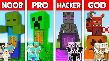 Minecraft: MONSTER MUTANT FAMILY HOUSE - NOOB vs PRO vs HACKER vs GOD in Minecraft Animation