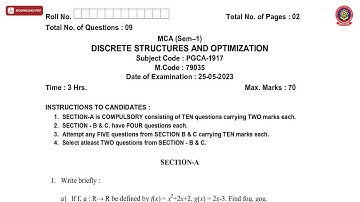 MCA 1ST SEM DISCRETE STRUCTURES AND OPTIMIZATION MAY 2023 | PTU