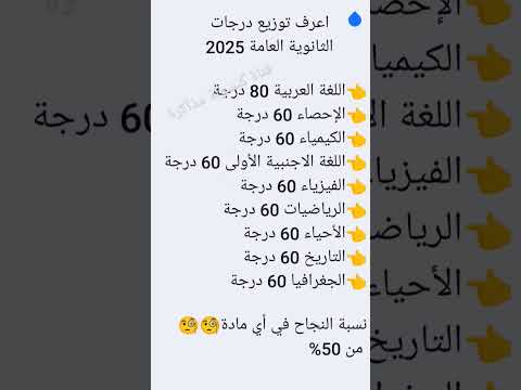 قبل المذاكرة اعرف توزيع درجات الثانوية العامة 2025ونسبةنجاح كل مادة