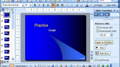 PowerPoint 2003 Tutorial Setting Manual or Automatic Slide Advancing Microsoft Training Lesson 17.3