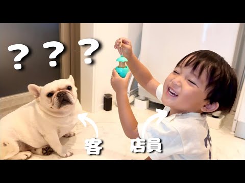 仲が悪い愛犬と3歳児のスタバごっこが面白すぎた。