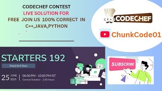 Starters 192 (Rated till 6 star)Live solution in c++,java,python