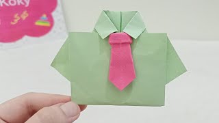 اجمل طريقه قميص وكرافته من الورق👔تعالونعمل احلى قميص كاچوال👔العاب اطفال بالورق DIY Origami Paper