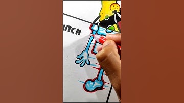 drawing spongeBob✨ 4differwnt style part-3! glitch drawing with pen#shorts
