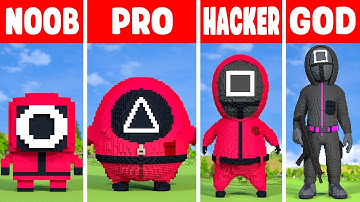 I BUILD SQUID GAME PINK SOLDIERS STATUE BUILD CHALLENGE IN MINECRAFT - NOOB vs PRO vs HACKER vs GOD