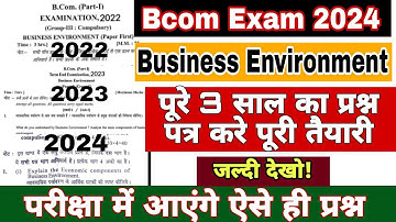 Business Environment | Question Paper 2024 | Business Environment Important Questions Bcom 1st Year