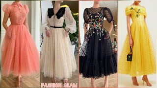 chinese dress ladies BENAB Maxi dresses Dobby Mesh Ruffle Hem Shirred Dress (Color : Black, Size  : XS): Buy Online at Best Price in UAE