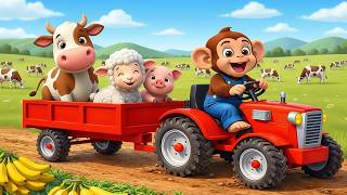 Monkey Funny Fixes Tractor and Plows Beet Field - Farm Work | MonKey Cartoon 🐒