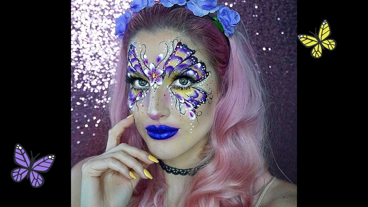 ONE STROKE BUTTERFLY FACE PAINT TUTORIAL/ GLASTONBURY FESTIVAL MAKEUP