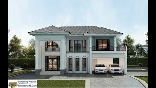 V-377 Texas| Blueprint modern Two story house plan, 4-5 bedroom