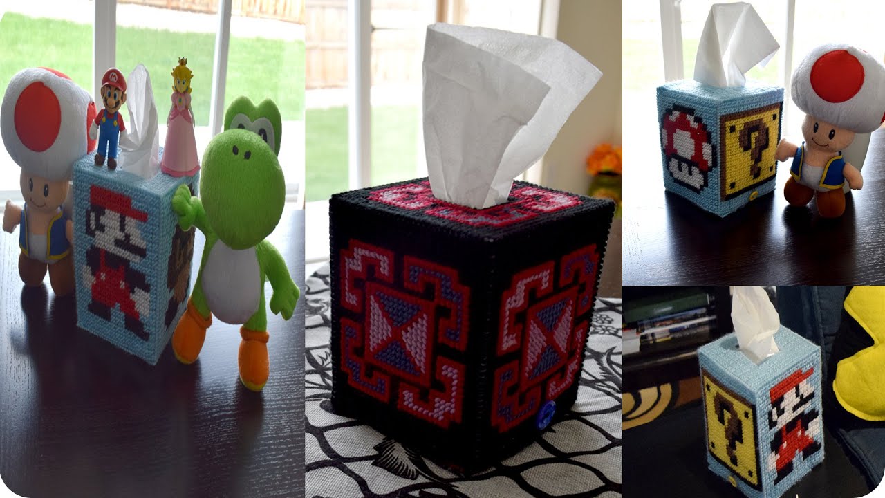 Plastic Canvas Tissue Cover علبة لصندوق المحارم من البلاستيك كانفاس