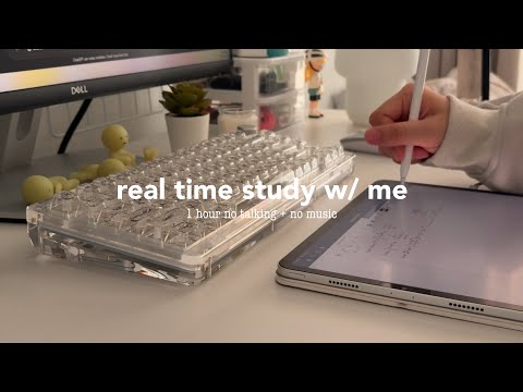 real time study with me 📑 asmr ipad writing & typing, 1 hour w/ no break, background noise, no music