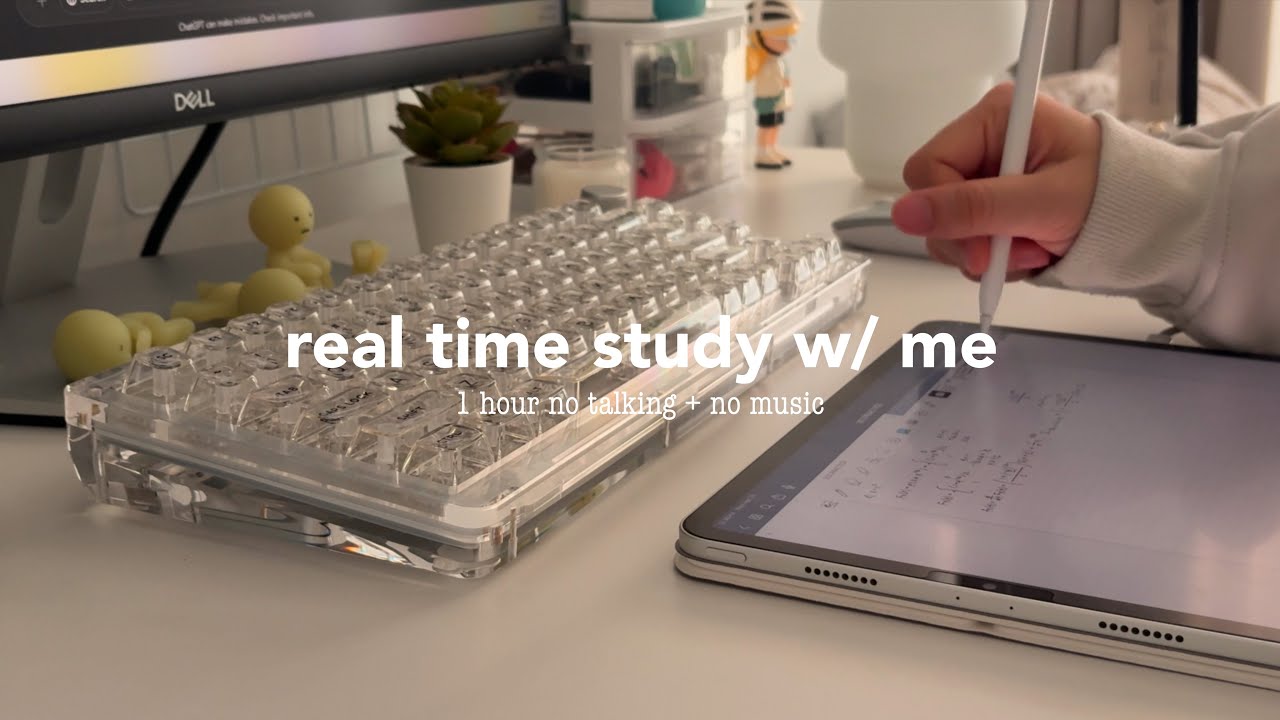 real time study with me 📑 asmr ipad writing & typing, 1 hour w/ no ...