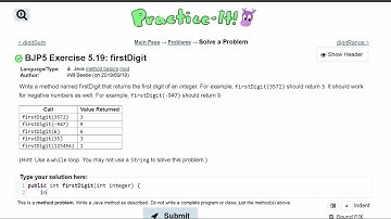 Java Practice It |  Exercise 5.19: firstDigit | if, else, Boolean logic, method basics, return