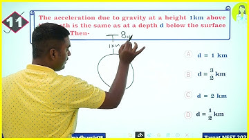The acceleration due to gravity at a height 1km above the earth is the same as at a depth