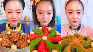 Spicy Seafood Patties with Colorful Roe Flower and Swirl Roe Plate