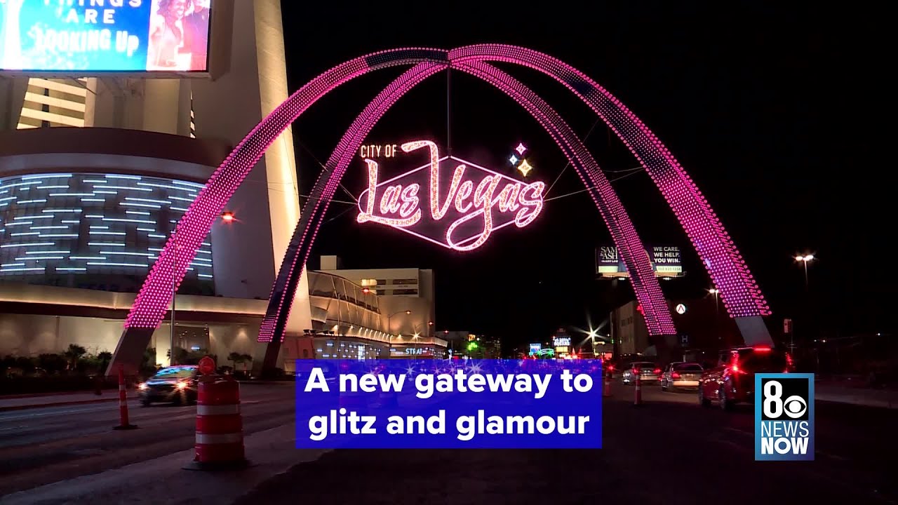 City Of Las Vegas' new gateway arches illuminated for first time